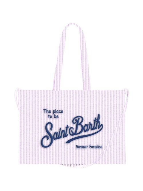 borsa donna shopping rigata bianco e rosa MC2 Saint Barth | ESSENTIAL BAG-STRIPES21 EMB